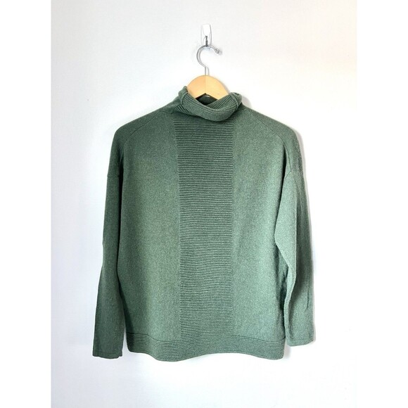 Lafayette 148 100% Cashmere Green Turtleneck Sweater Size S Minimalist Luxury - Picture 2 of 5